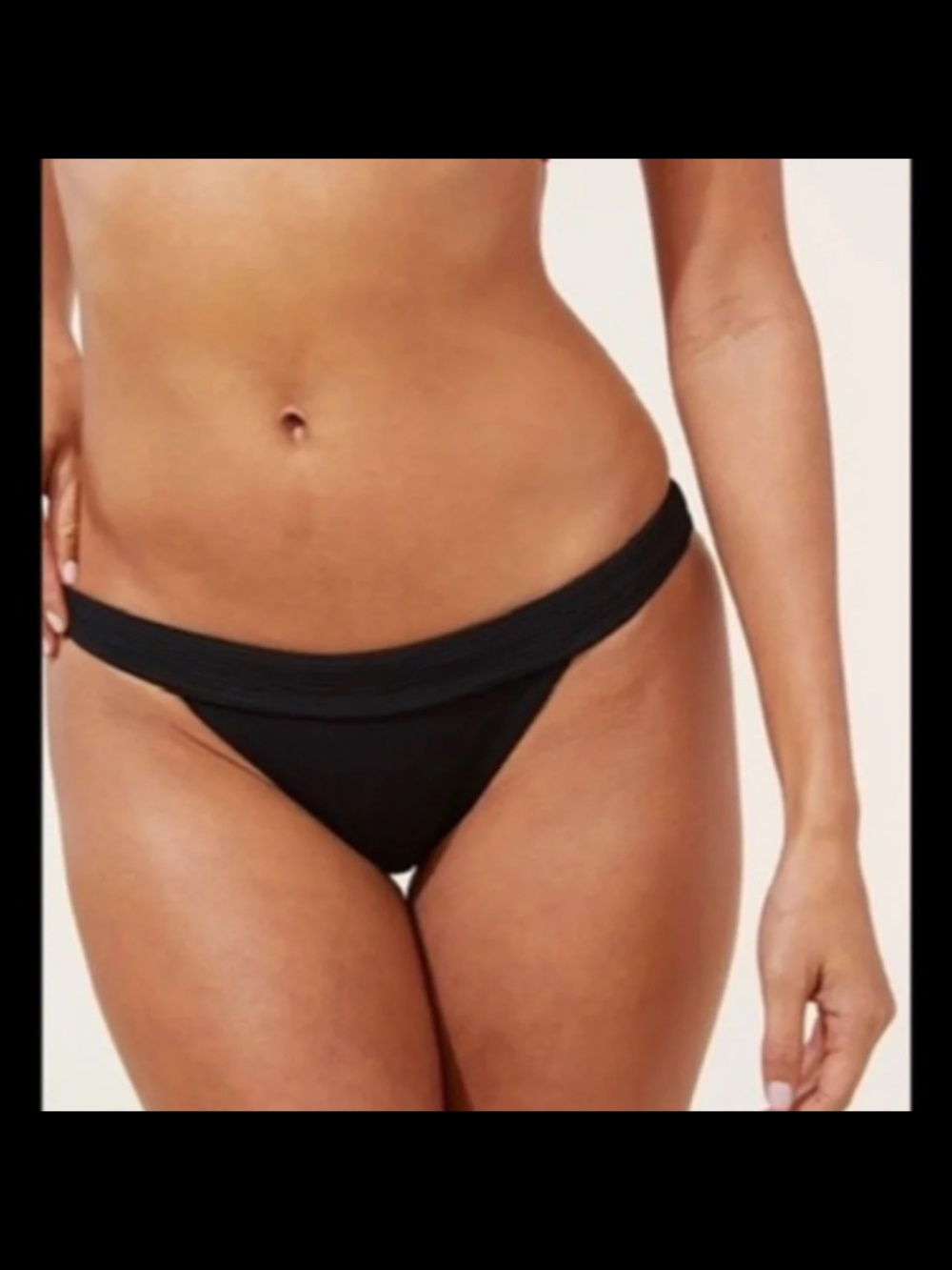 Andie Swim The Banded Cheeky Ribbed Bikini Bottom Black Size L - NWT